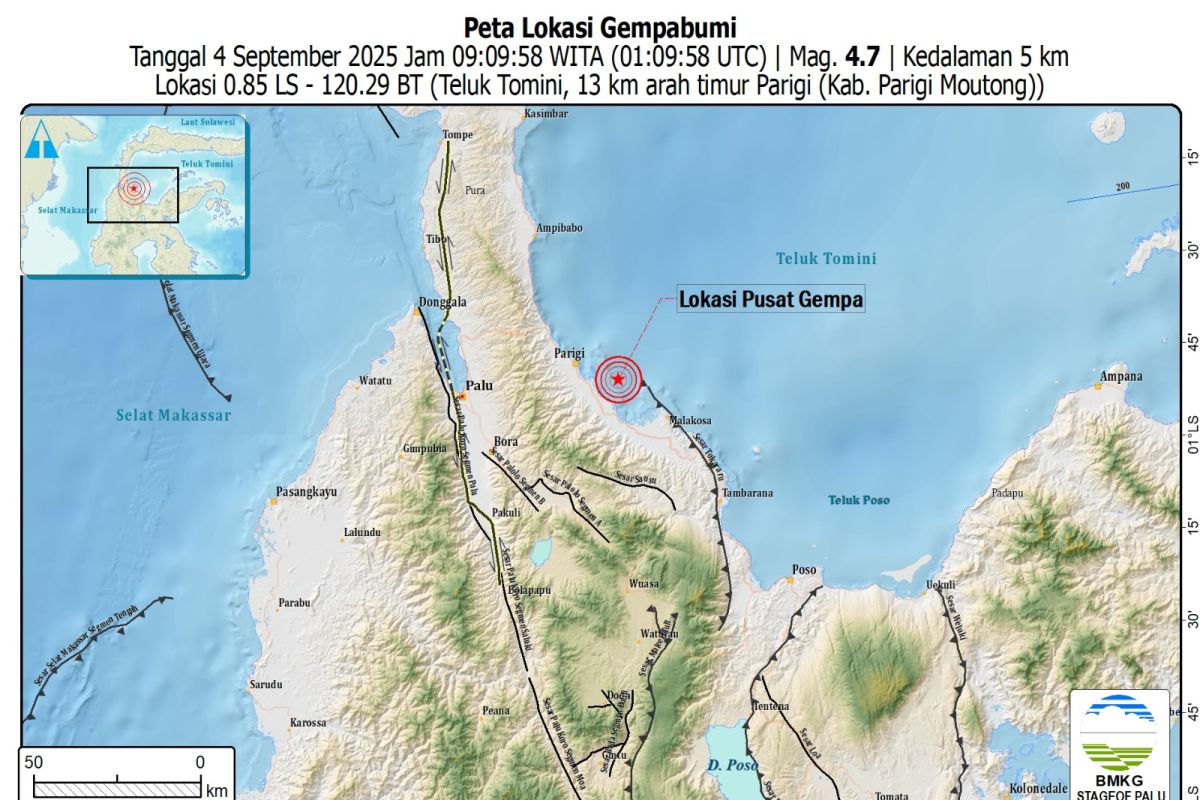 Gempa M4,7 guncang Parigi Moutong Kamis pagi, tak berpotensi tsunami