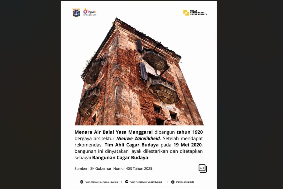 Menara Air Manggarai ditetapkan jadi bangunan cagar budaya