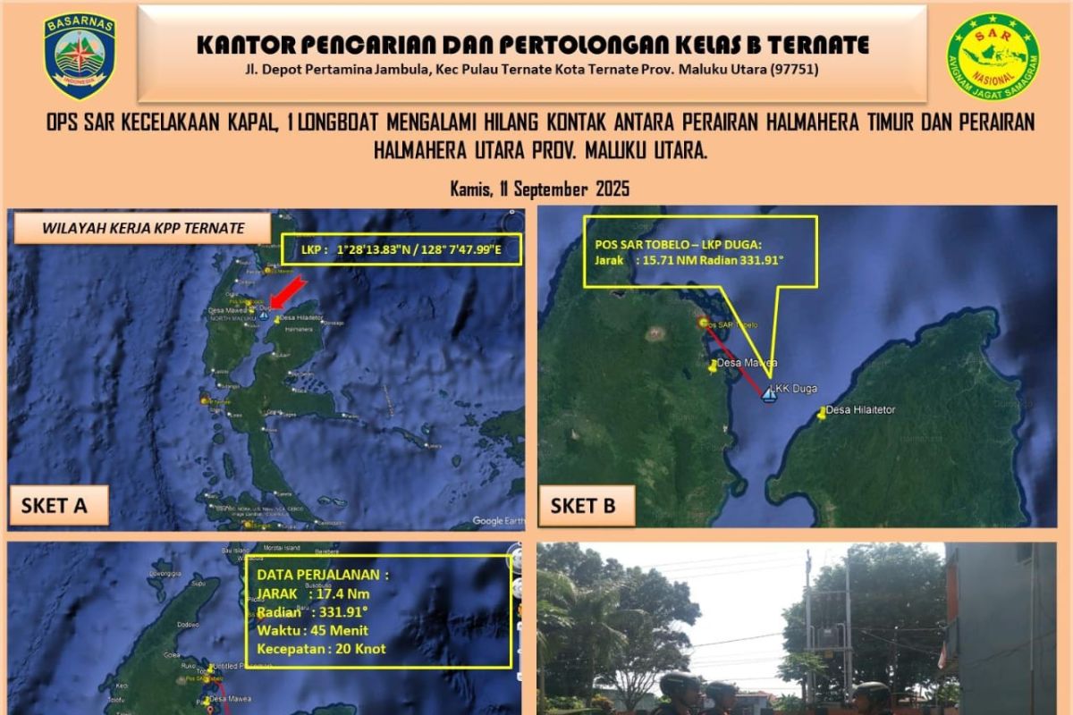 Kamis, Long boat bawa 10 penumpang hilang kontak di perairan Halmahera