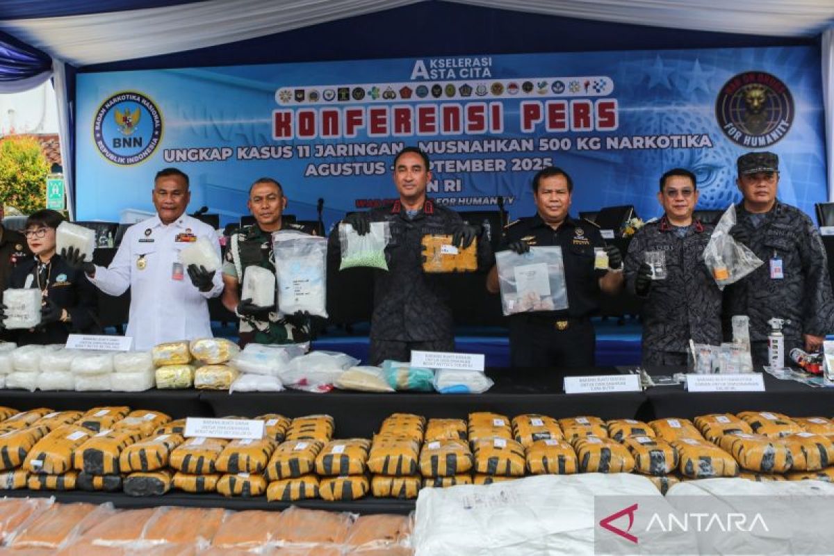 Indonesia's BNN uncovers 11 drug networks, seizes 503 kg narcotics
