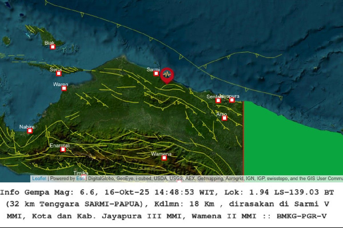 BPBD Sarmi memantau dampak gempa bumi magnitudo 6.6