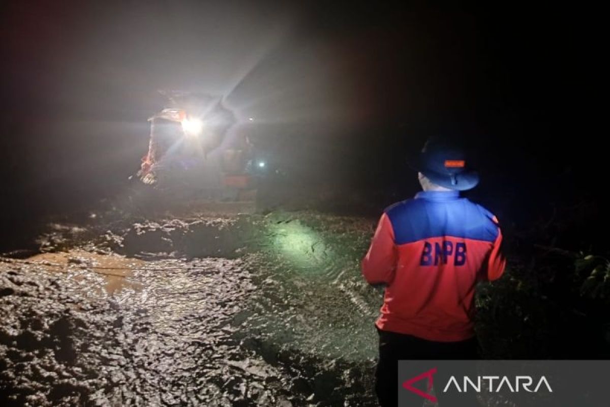 BPBD OKU Selatan bersihkan material longsor tutup ruas jalan di Desa Vila