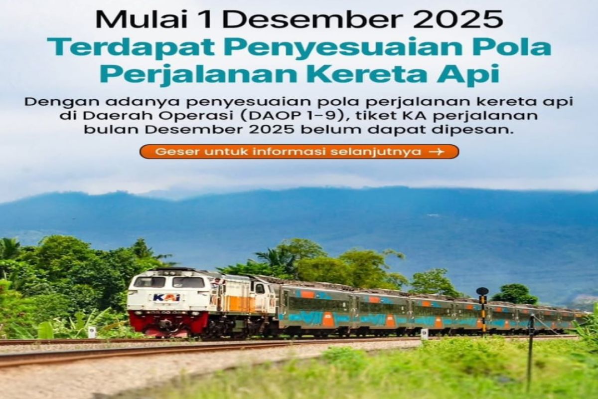 KAI Daop 6 Yogyakarta lakukan penyesuaian jadwal-pola perjalanan KA mulai 1 Desember