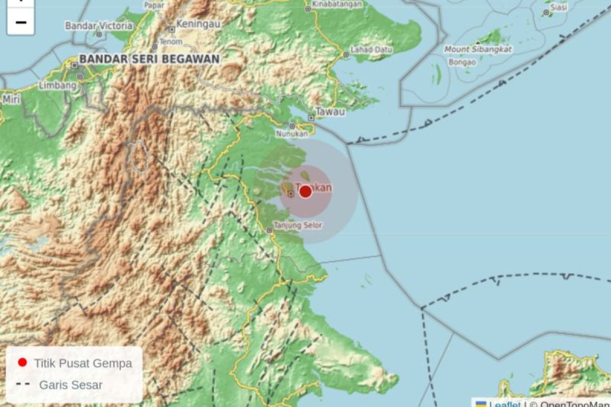 Gempa Berkekuatan 4,8 Magnitudo Menguncang Tarakan