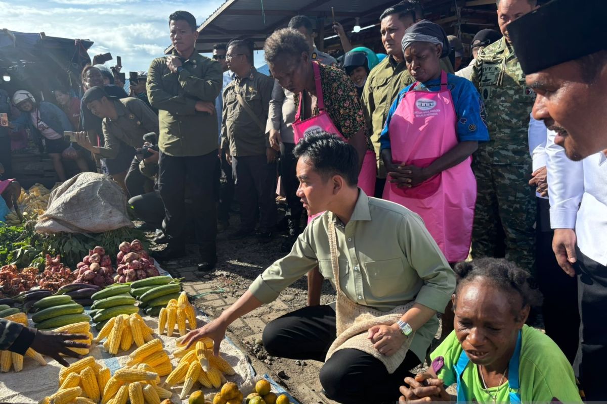 Kunjungi pasar di Manokwari, Gibran belanja jeruk hingga jagung