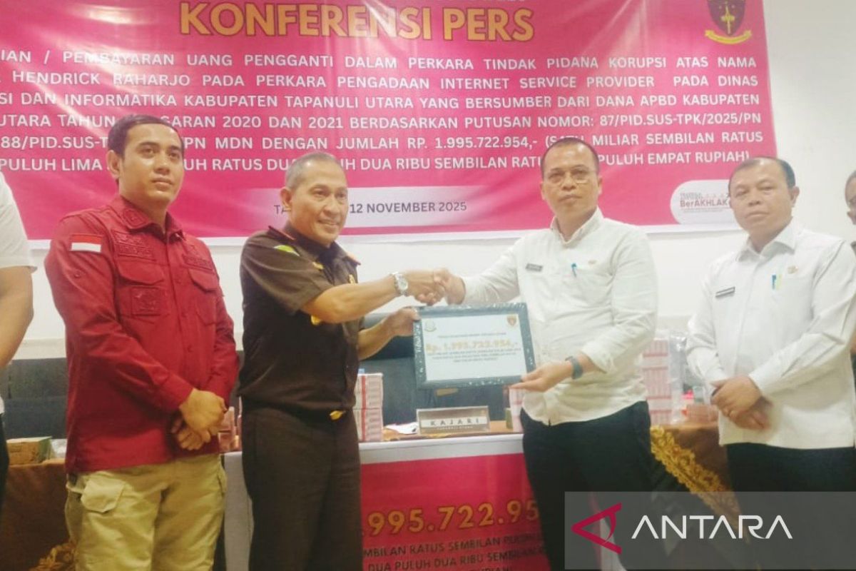 Kejari rilis pengembalian Rp1,9 M kerugian negara dalam korupsi ISP Diskominfo Taput