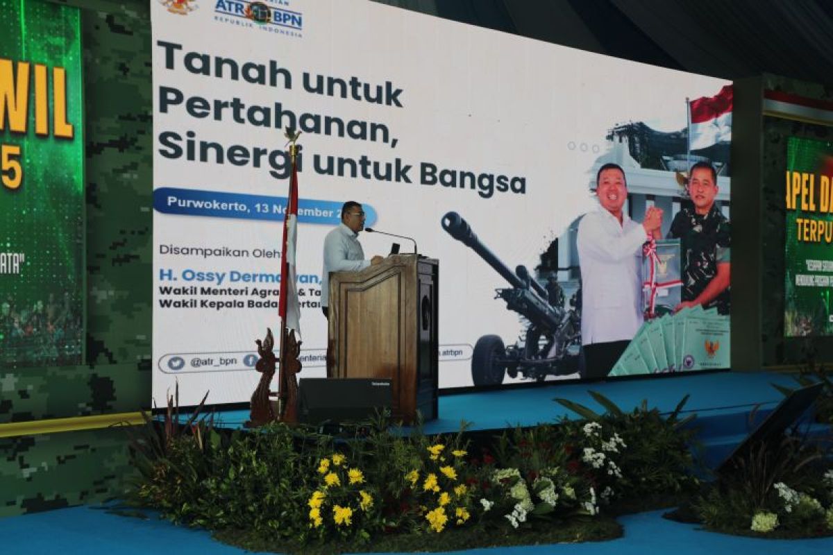 Jadi pembicara dalam apel Dansatkowil, Wamen Ossy ajak TNI AD perkuat sinergi untuk menjaga tanah negara