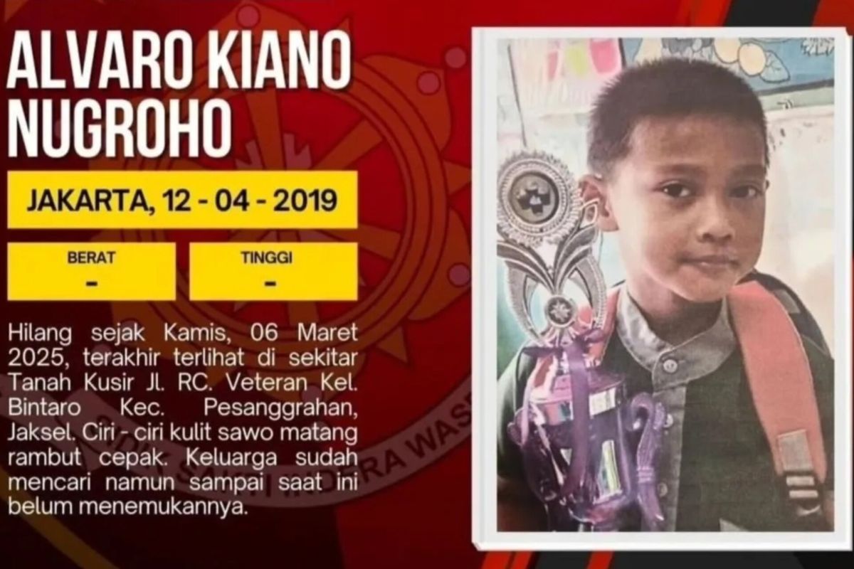 Polisi bentuk tim gabungan cari Alvaro yang hilang di Pesanggrahan