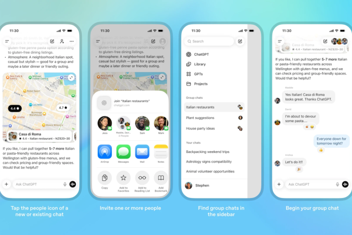 OpenAI uji coba fitur obrolan grup di ChatGPT