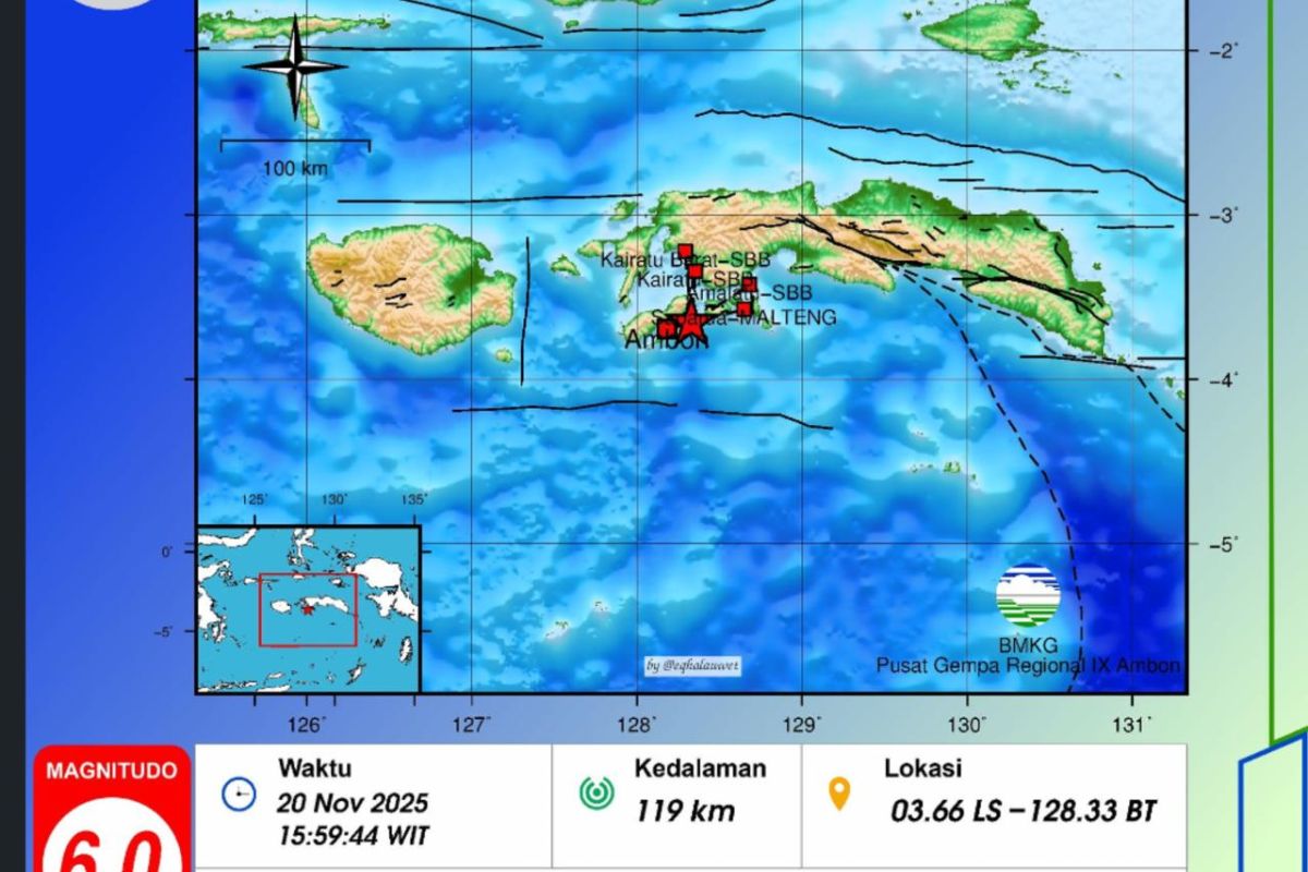 BMKG: Gempa M 6,0 di laut Banda tidak timbulkan tsunami