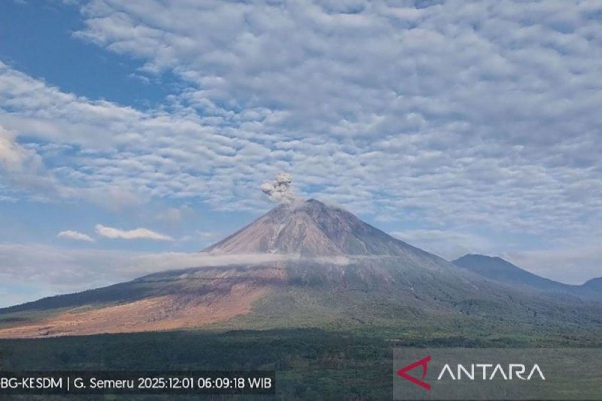 Gunung Semeru kembali erupsi dengan letusan setinggi 900 meter