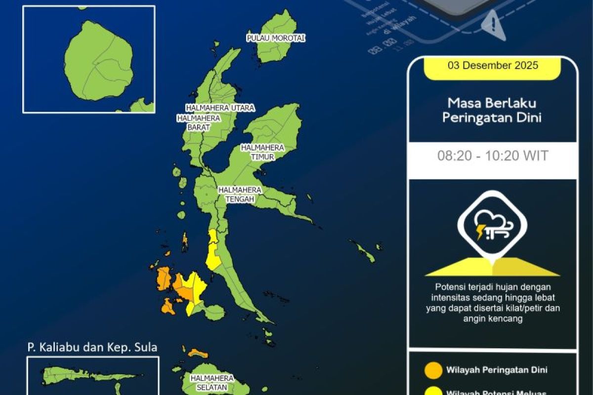 BMKG Ternate imbau warga waspada cuaca ekstrem wilayah Maluku Utara