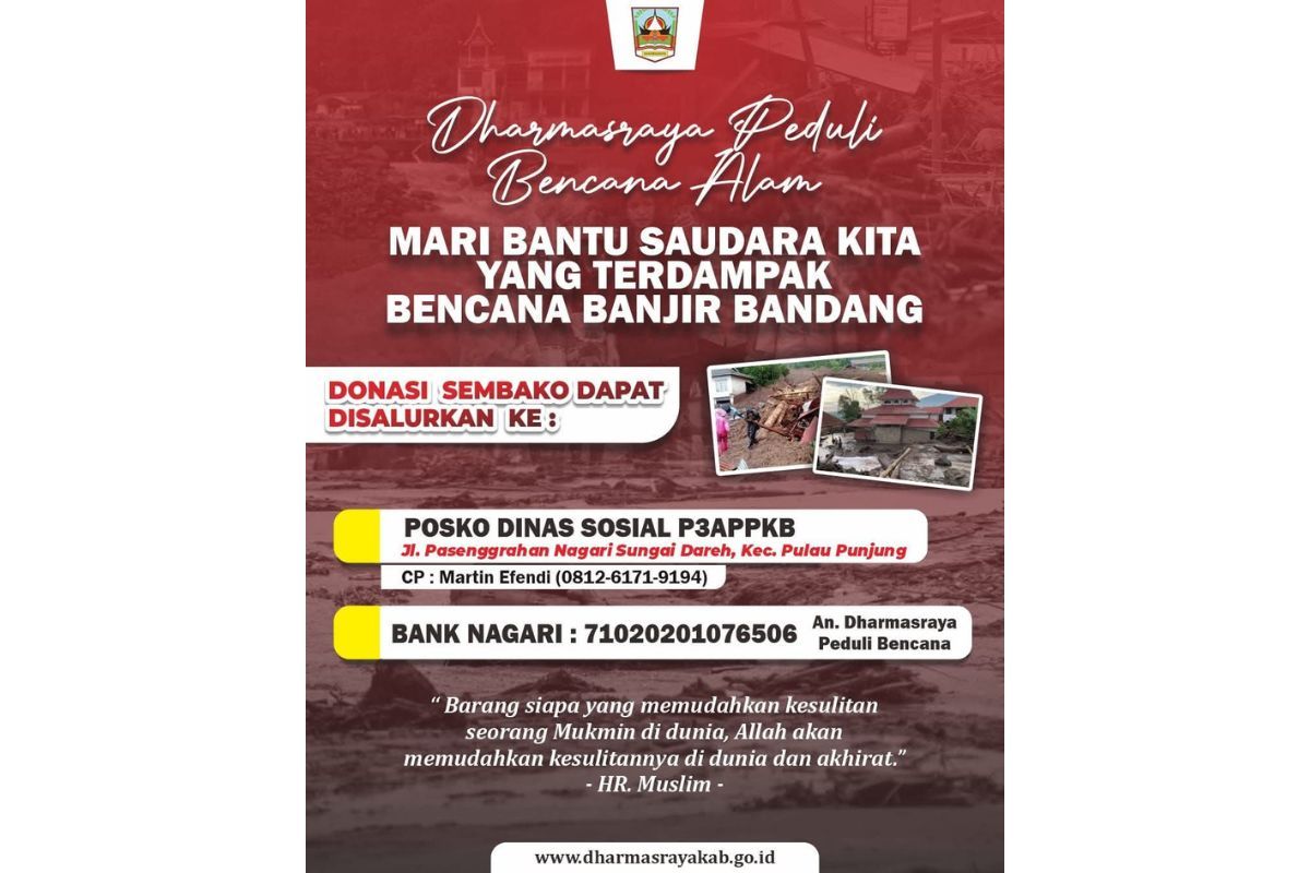 Pemkab Dharmasraya galang bantuan untuk korban banjir bandang