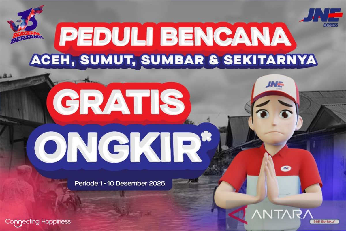 JNE gratiskan ongkir bantuan untuk korban bencana di Aceh, Sumut, dan Sumbar