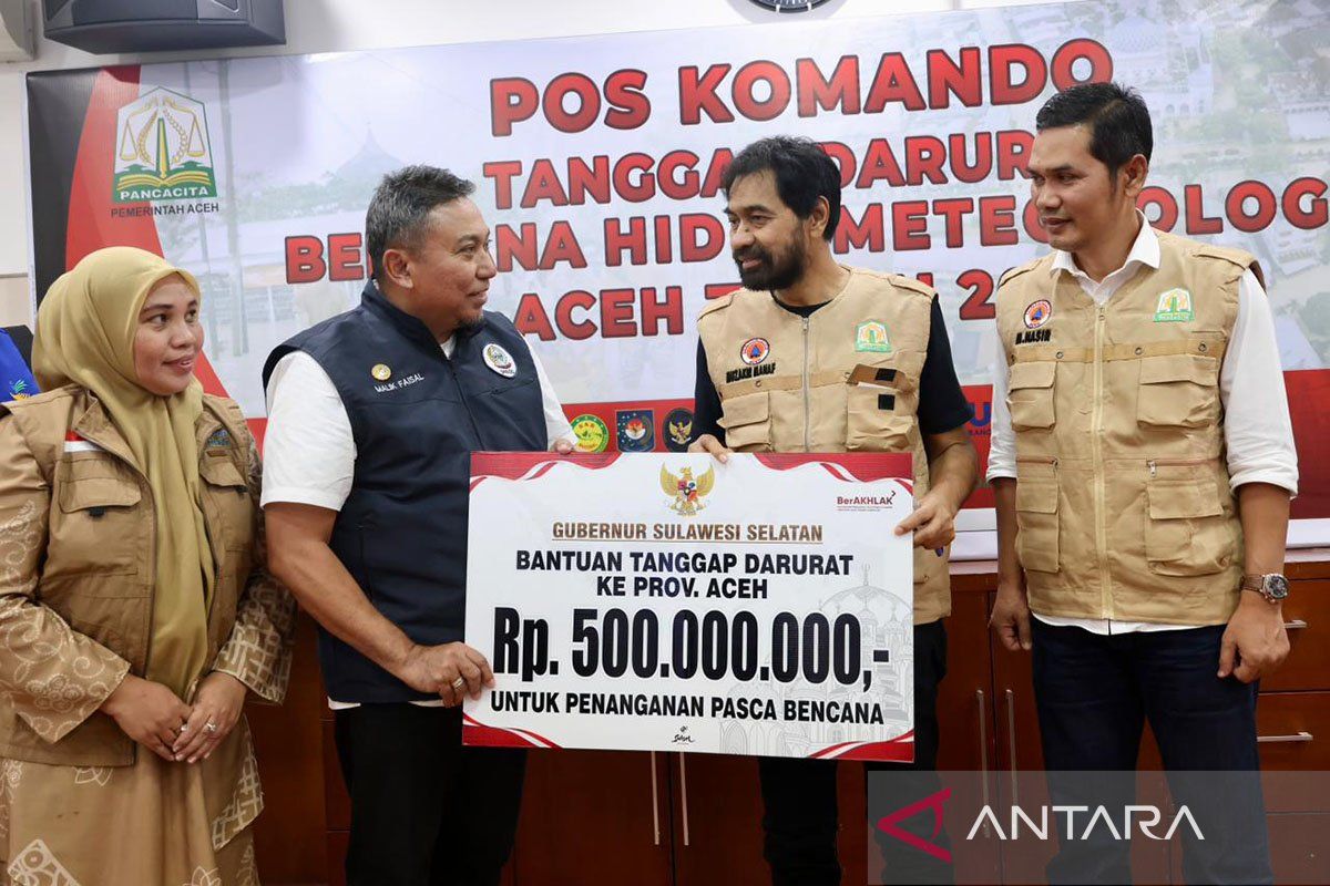 Pemprov Sulsel bantu Rp500 juta untuk percepatan pemulihan Aceh