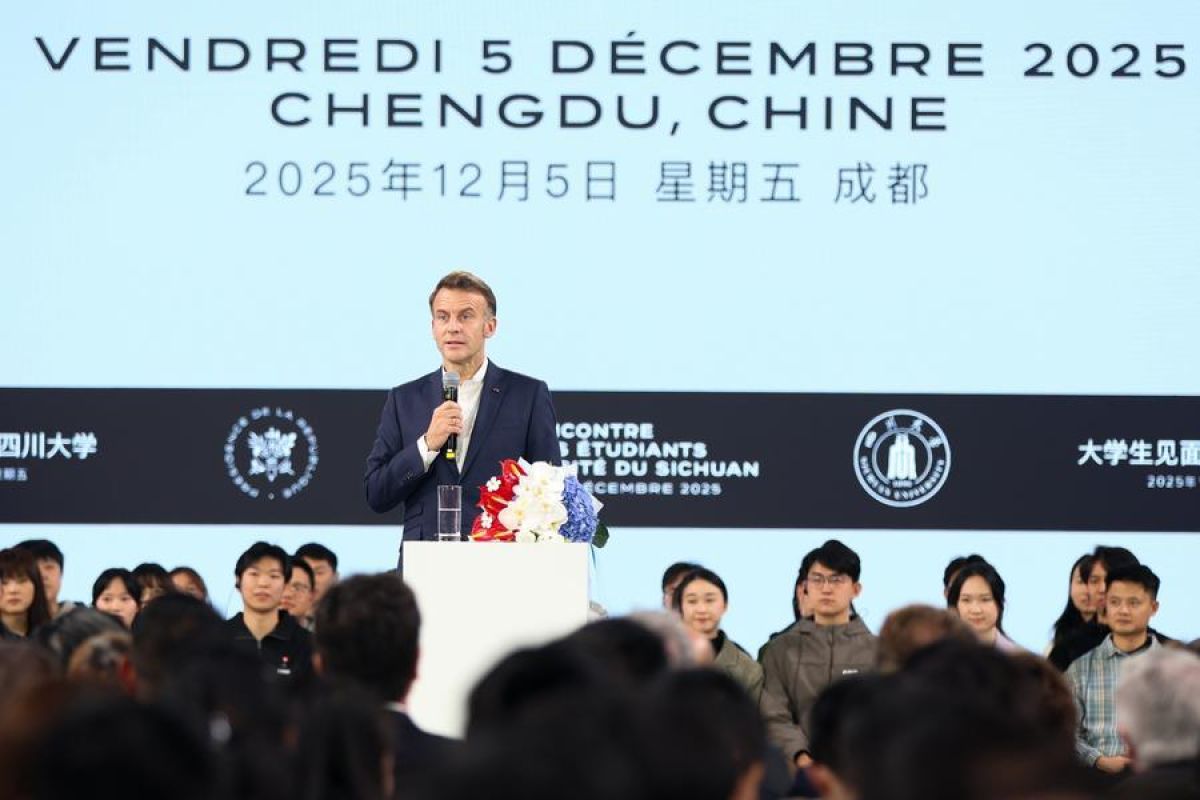 Macron tekankan kerja sama dalam pidato di Universitas Sichuan, China