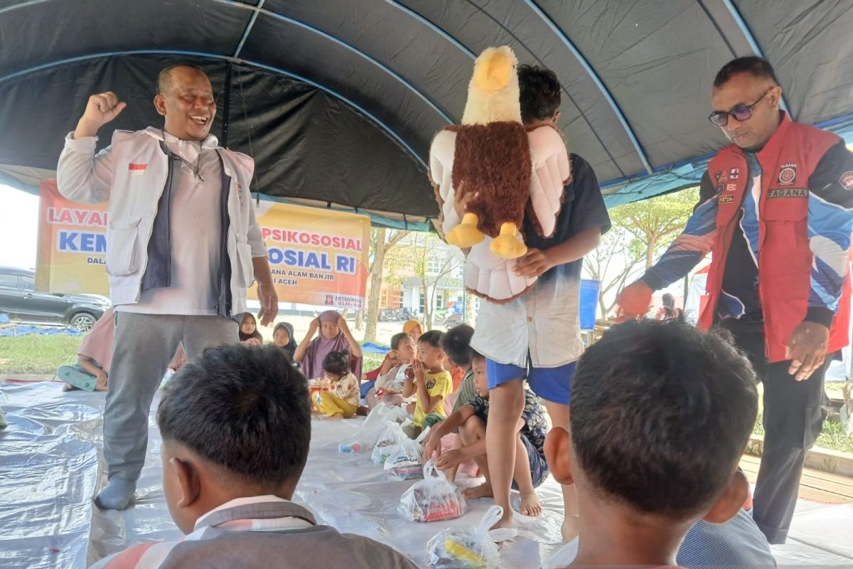Kemensos berikan trauma healing kepada anak-anak di Pidie Jaya Aceh
