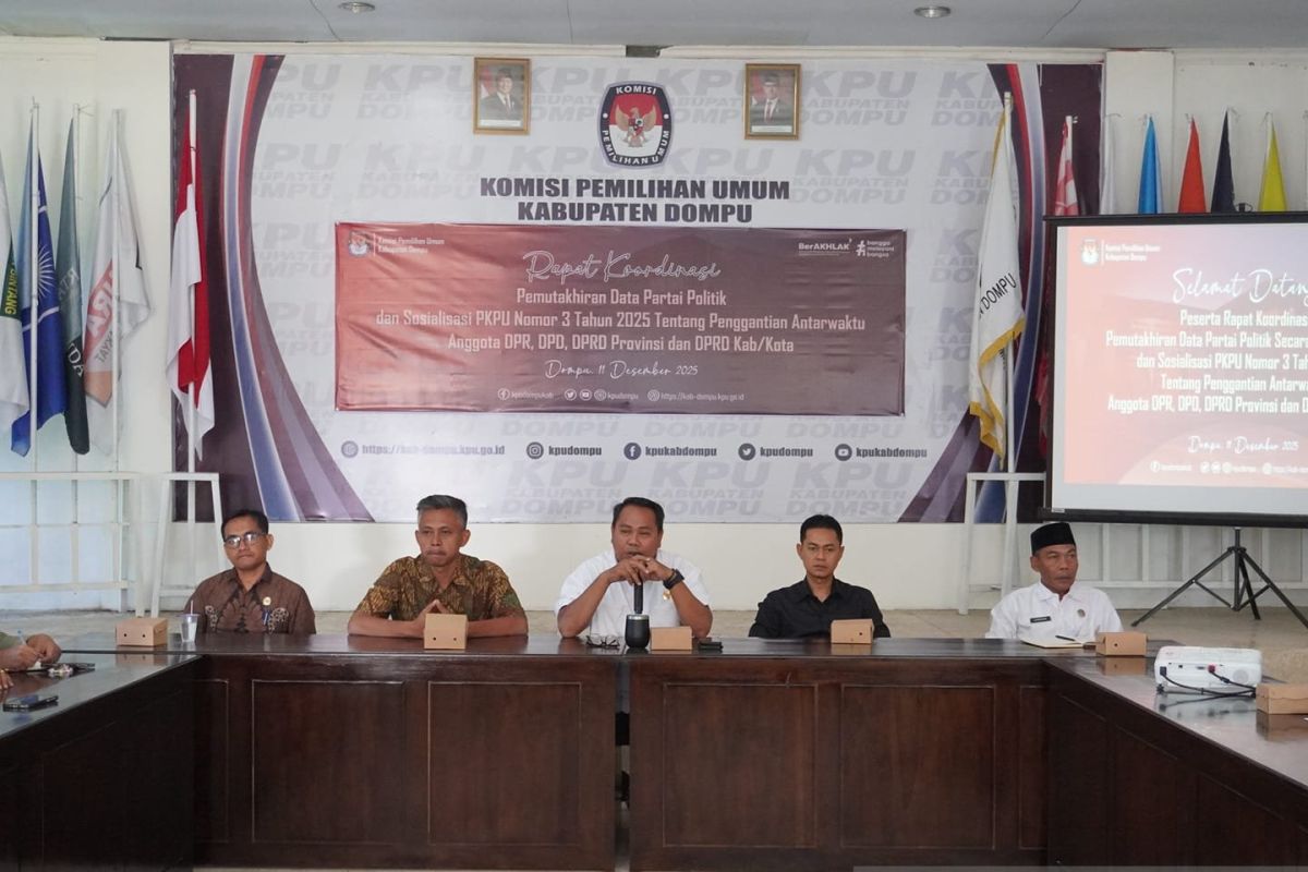 KPU Dompu gelar rakor bahas penguatan data parpol hingga mekanisme PAW