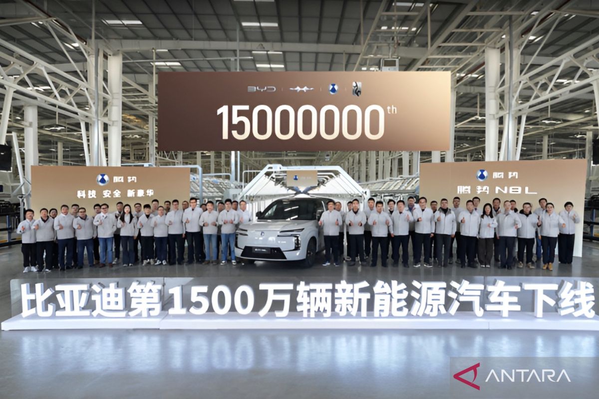 BYD mencapai tonggak sejarah produksi 15 juta unit kendaraan listrik