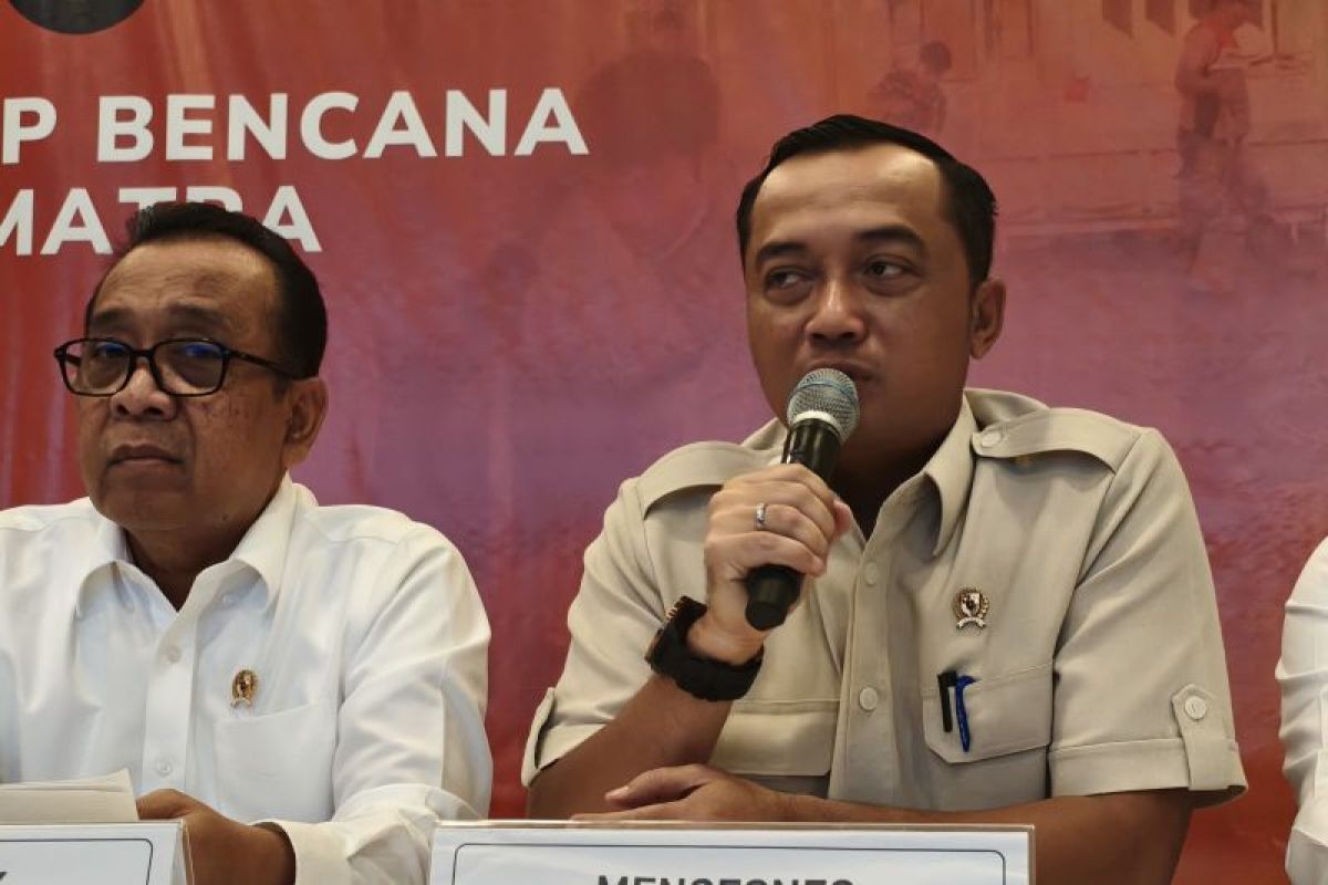 Pimpin konferensi pers, Mensesneg sampaikan pemulihan aktual Sumatera