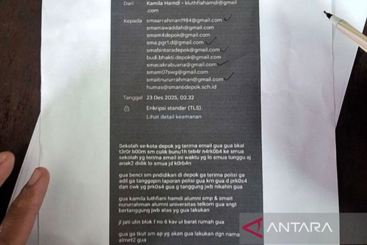 Polisi masih selidiki pelaku pengancaman bom 10 sekolah di Depok