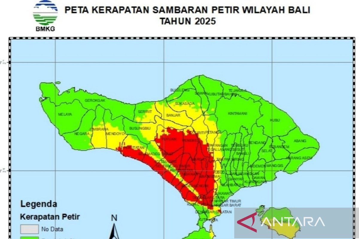 BMKG: Terjadi 3,45 juta petir sambar Bali sepanjang 2025