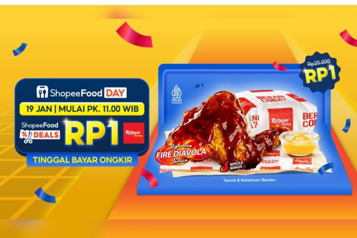 Kejutan Awal Tahun ShopeeFood Deals: Richeese Factory Rp1 dan Kesempatan Menangkan iPhone hingga PlayStation!