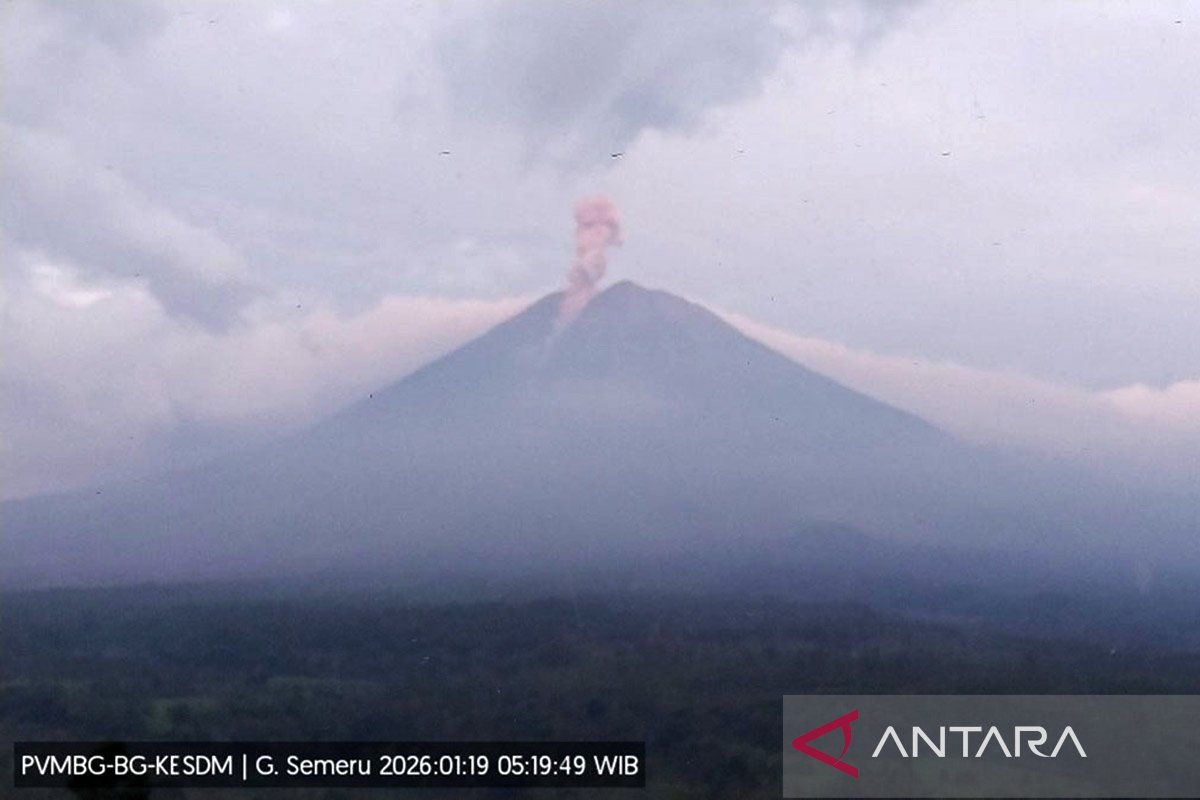 Semeru enam kali erupsi dengan tinggi letusan hingga 1 km