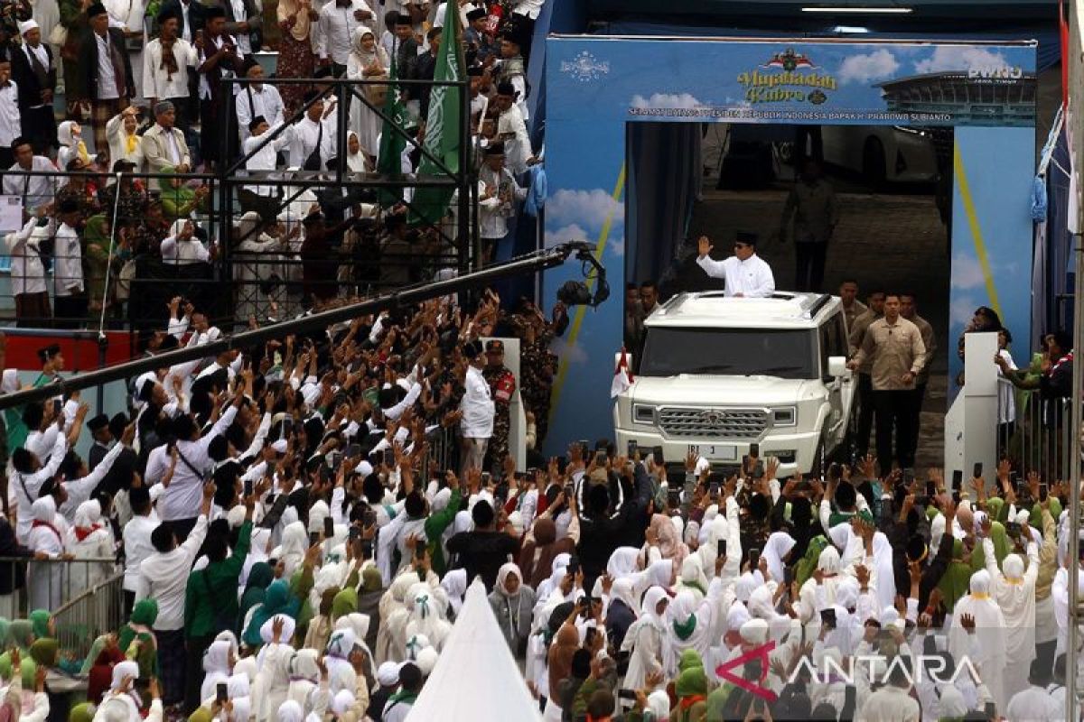 Prabowo hadiri Mujahadah Kubro NU di Malang, disambut ribuan nahdiyin