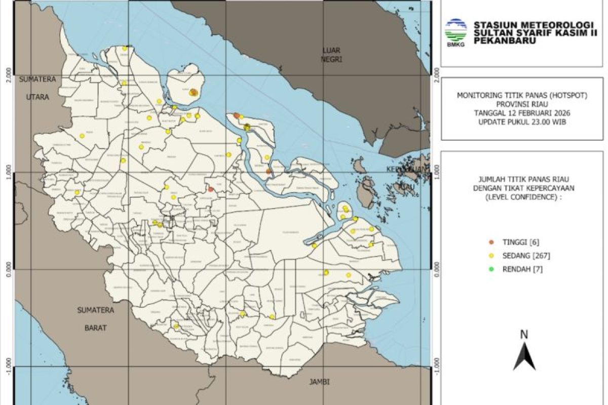 BMKG deteksi 204 titik panas di Bengkalis Riau