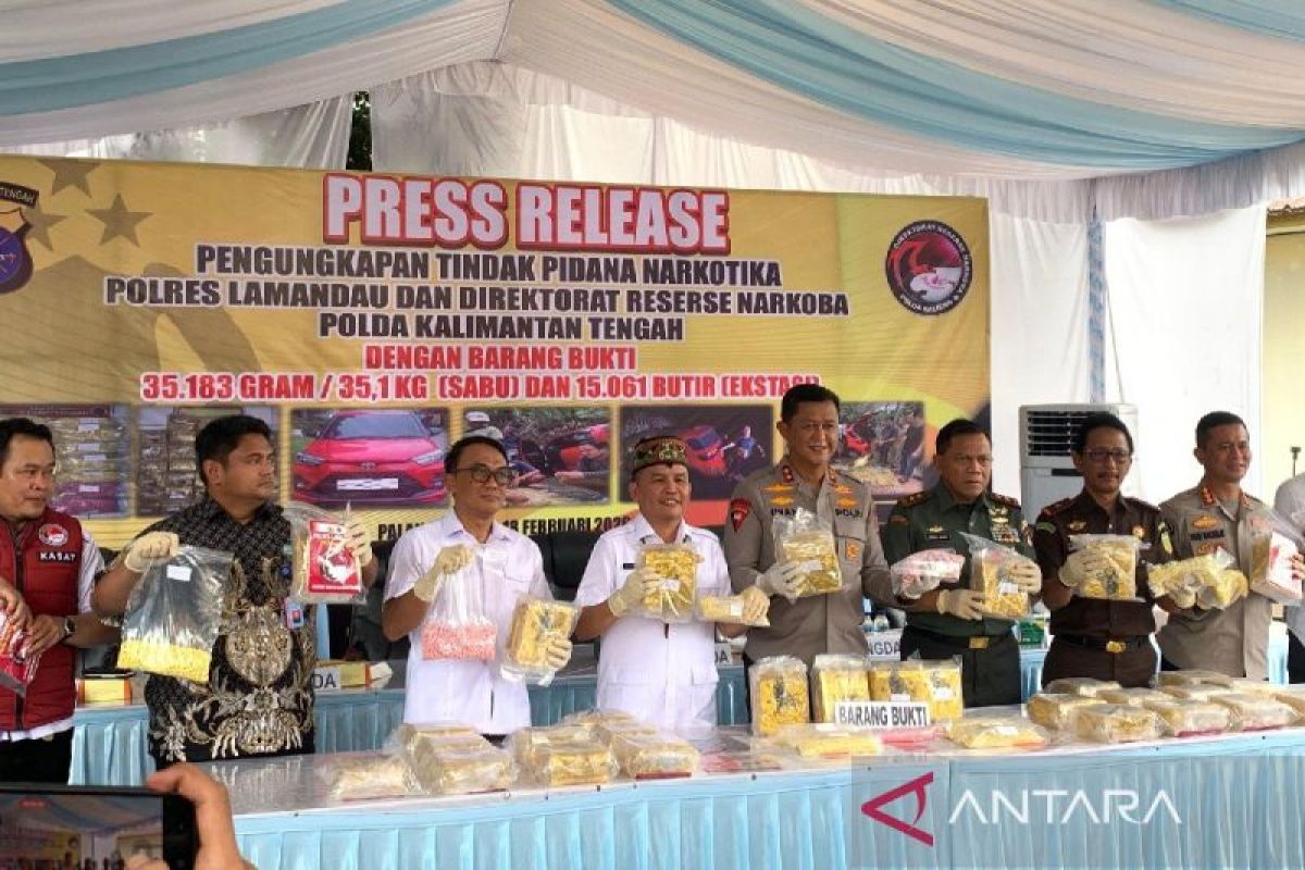 Polda Kalteng gagalkan peredaran 35,1 kilogram sabu