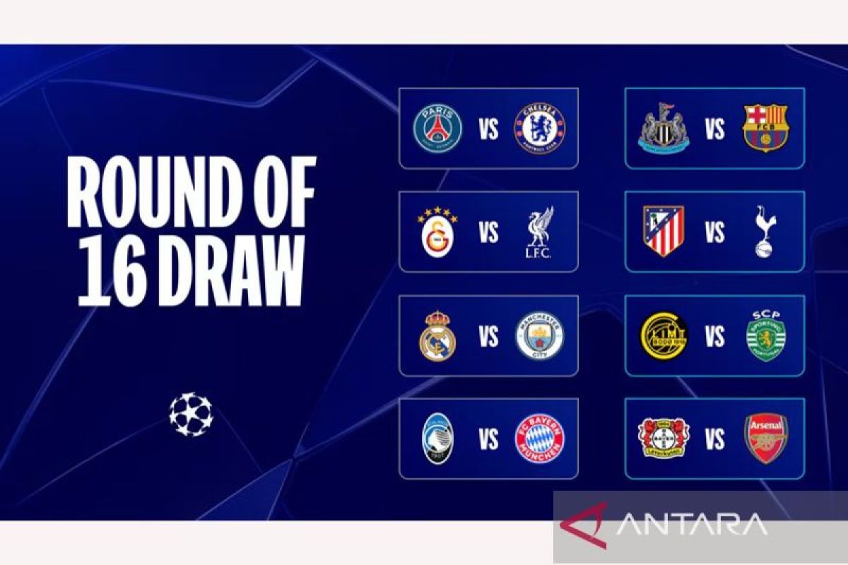 Drawing 16 besar Liga Champions: PSG vs Chelsea, Madrid jumpa City
