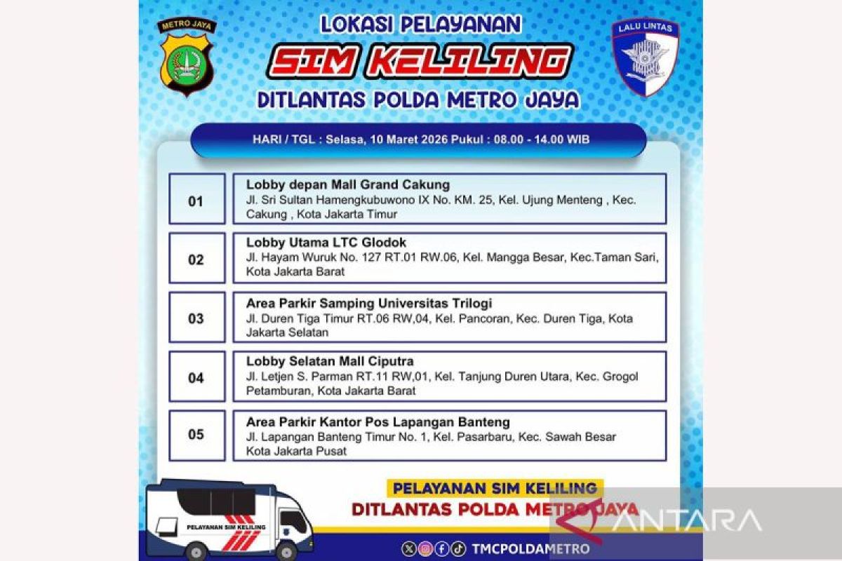 Mau perpanjang SIM? Ini lokasi SIM Keliling di Jakarta pada Selasa