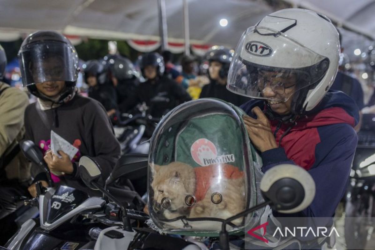 Pemudik sepeda motor bawa hewan peliharaan