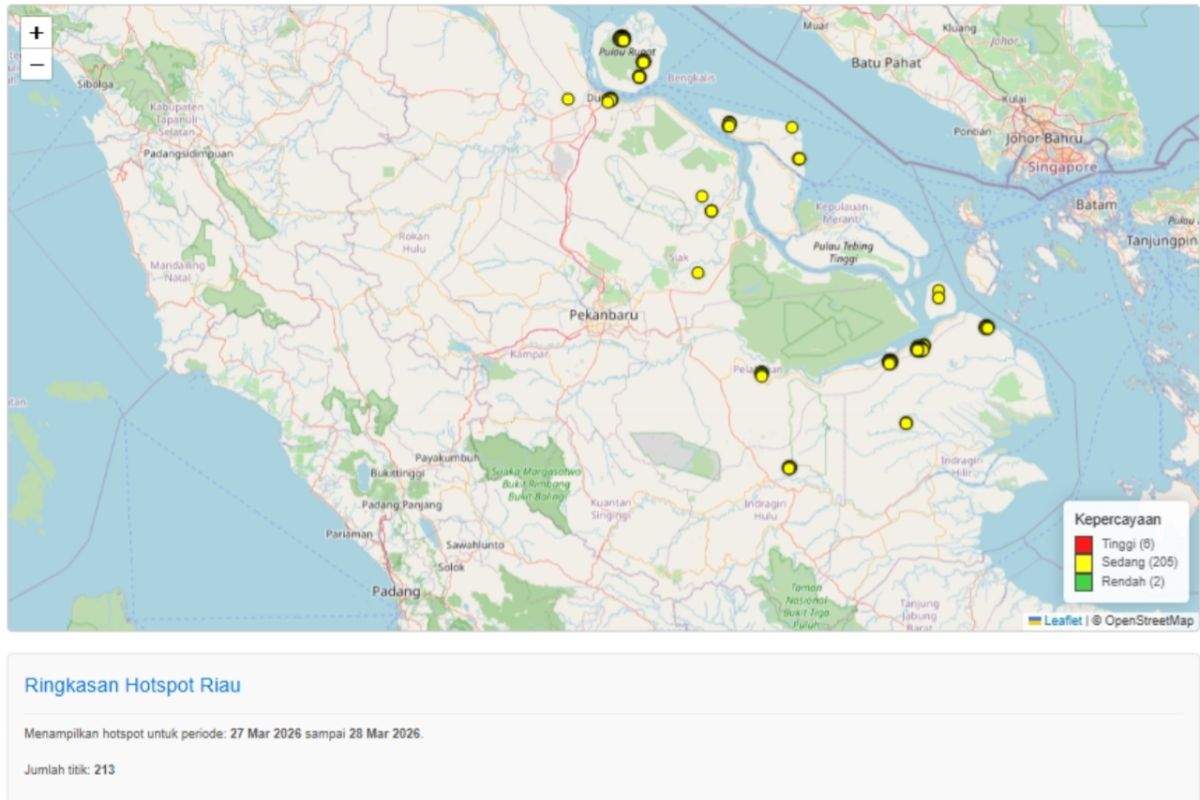 BMKG deteksi 213 titik panas di Provinsi Riau