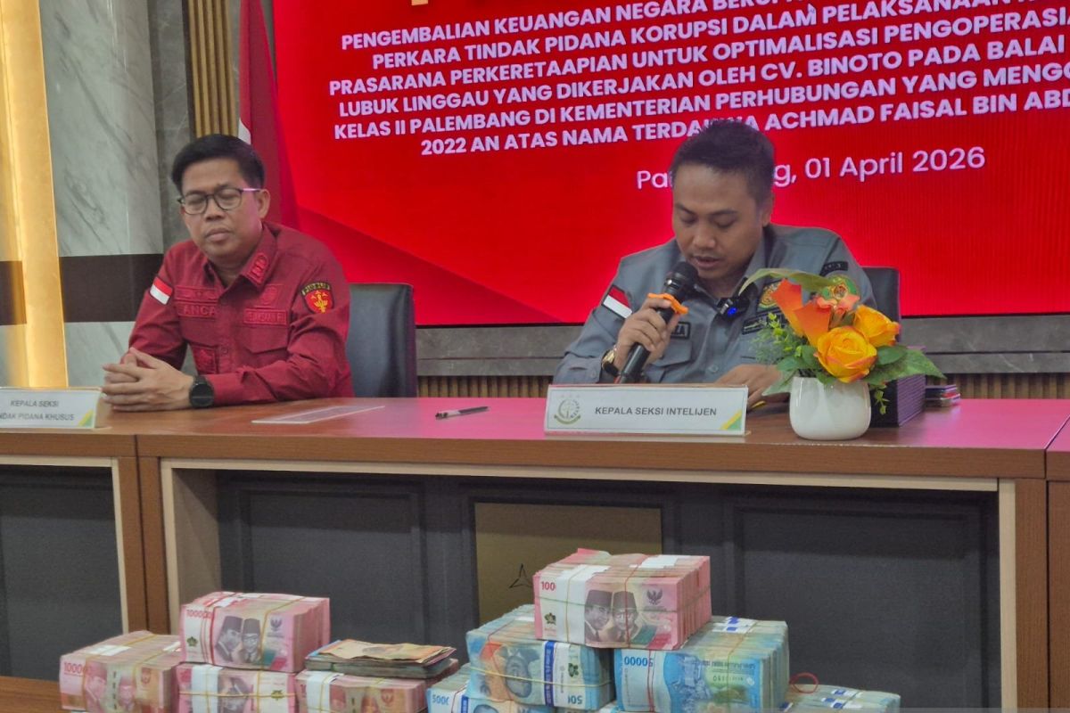 Kejari Palembang pulihkan kerugian negara Rp1 miliar dari kasus korupsi proyek Kereta Api