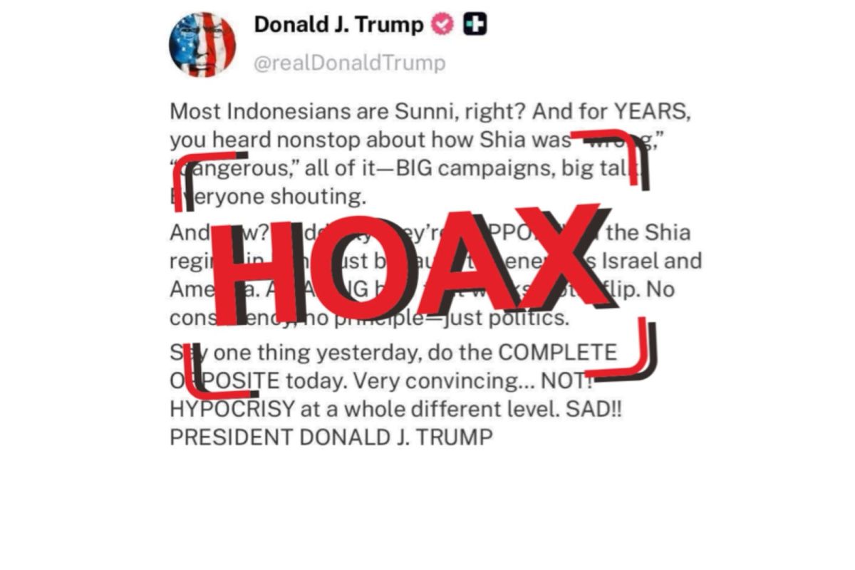 Hoaks! Tangkapan layar medsos Trump provokasi Indonesia