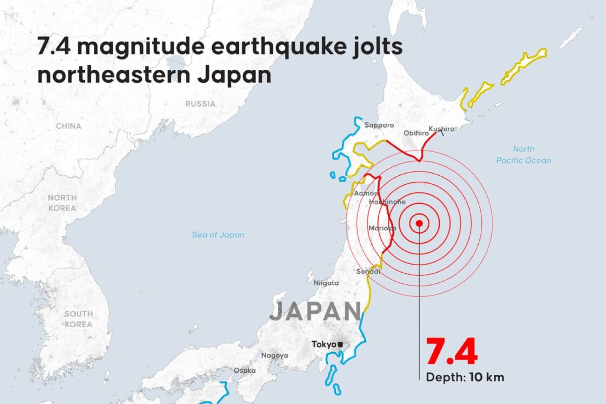 Gempa magnitudo 7,4 di Jepang, Kemlu pastikan tak ada WNI jadi korban