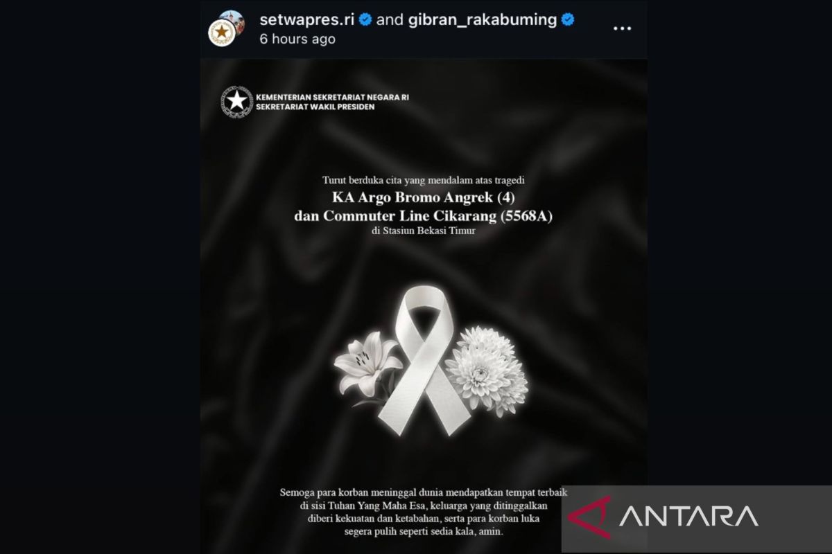 Wapres ucapkan duka cita mendalam atas musibah kecelakaan KA Bekasi