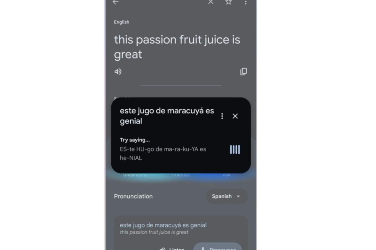 Google Translate mungkinkan pengguna latih pengucapan kata dan frasa
