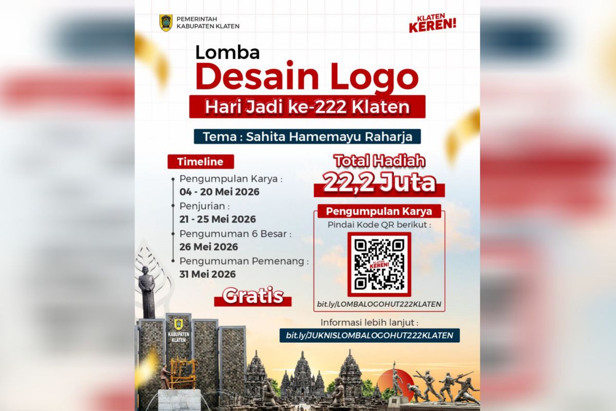 Pemkab Klaten siapkan hadiah uang tunai puluhan juta pada Lomba Logo Hari Jadi ke-222
