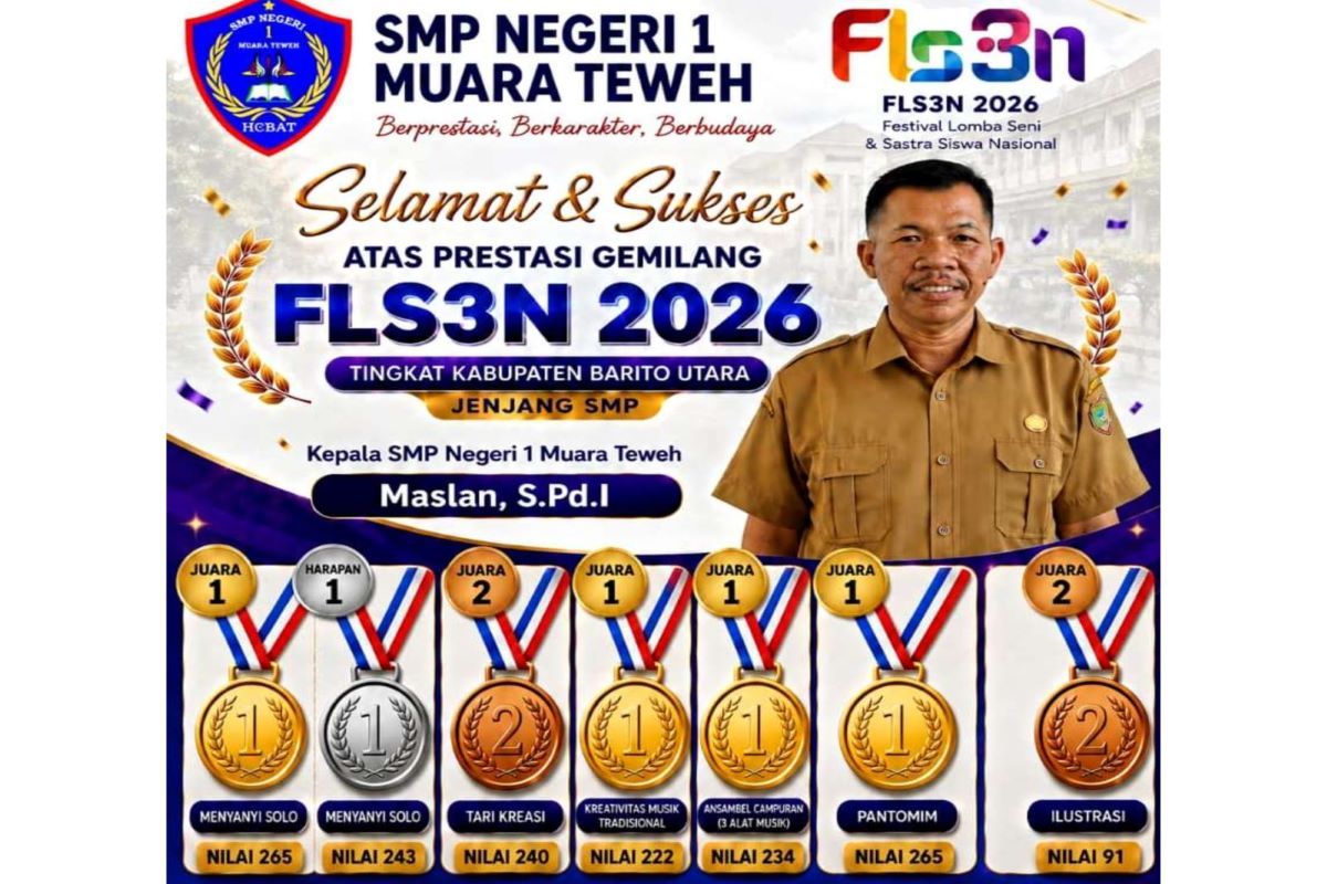 SMPN 1 Muara Teweh dominasi juara FLS3N Barut, siap berlomba tingkat Kalteng