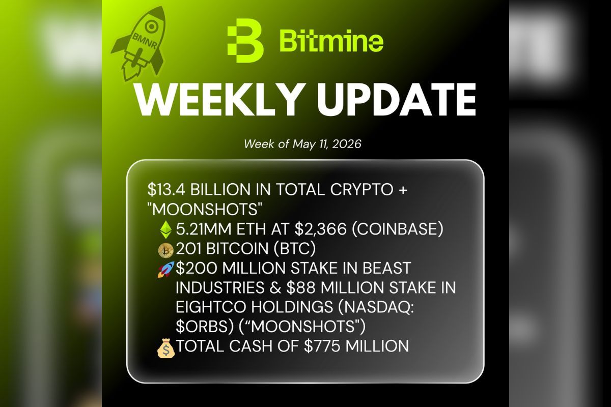 Bitmine Immersion Umumkan Kepemilikan ETH Capai 5,21 Juta Token dan Kepemilikan Kripto serta Uang Tunai Sebesar $13,4 Miliar