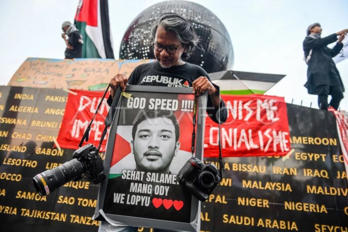 Foto: Aksi solidaritas bagi WNI dan Jurnalis yang diculik Israel