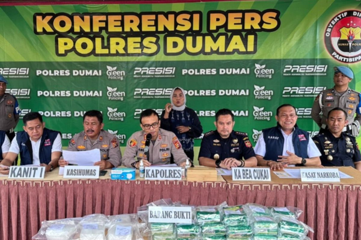Polres Dumai sita 32 kilogram sabu dari dua kasus, sama-sama asal Malaysia