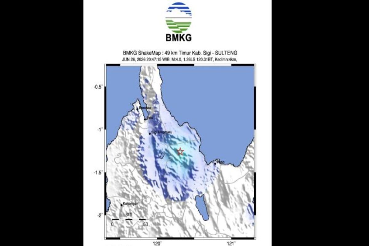 BMKG: Gempa dangkal dengan magnitudo 4,0 kembali guncang Sigi