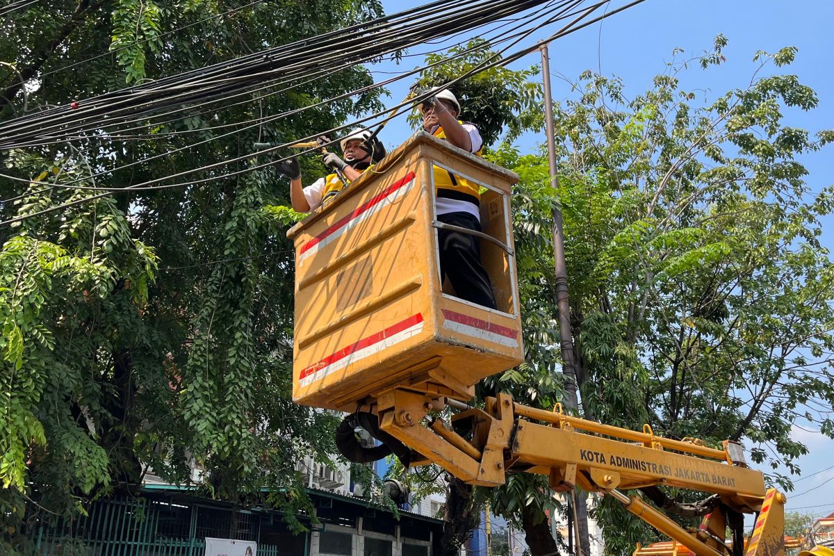 Pemkot Jakbar rapikan kabel udara yang semrawut di Gropet