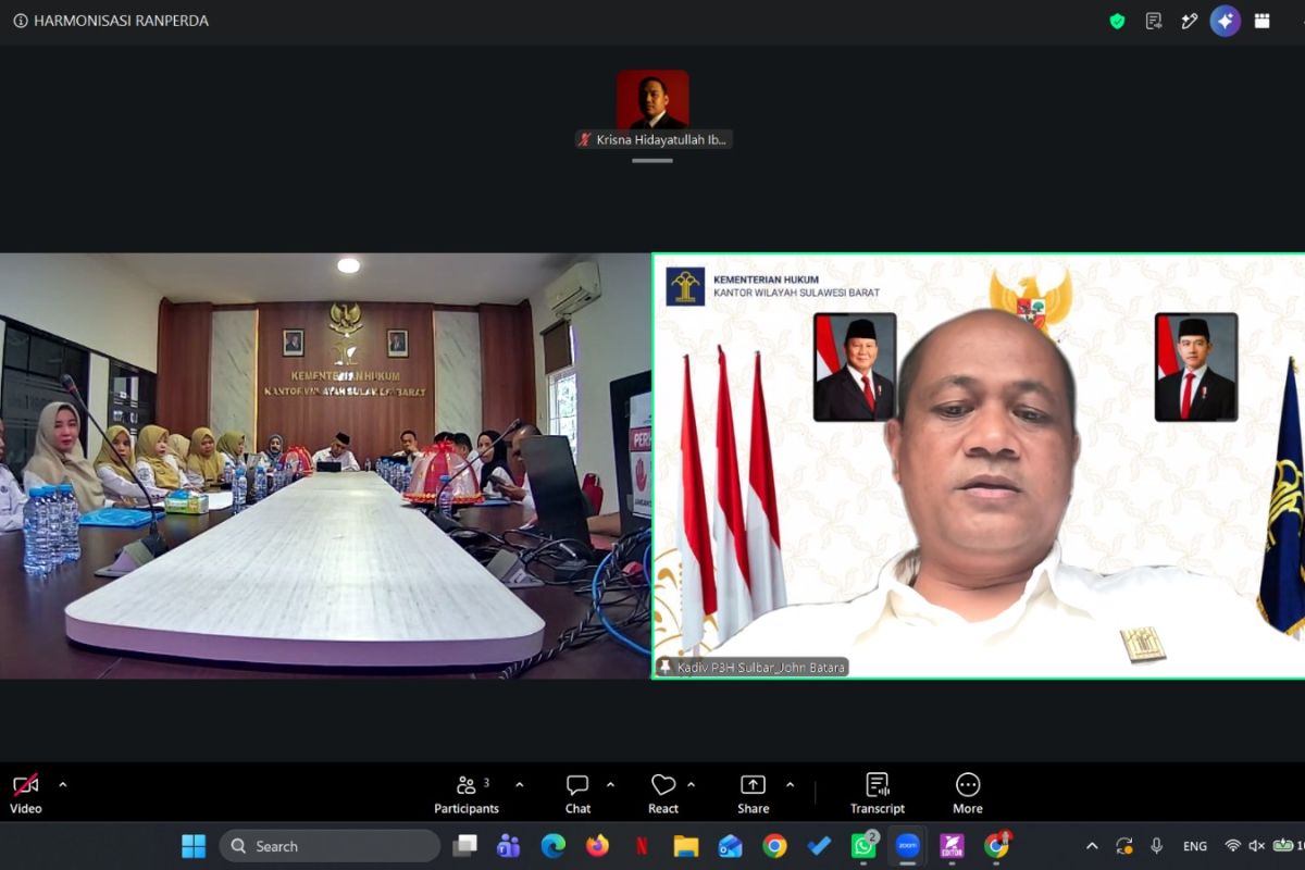 Kemenkum Sulbar harmonisasi Ranperda Kawasan Tanpa Rokok di Majene