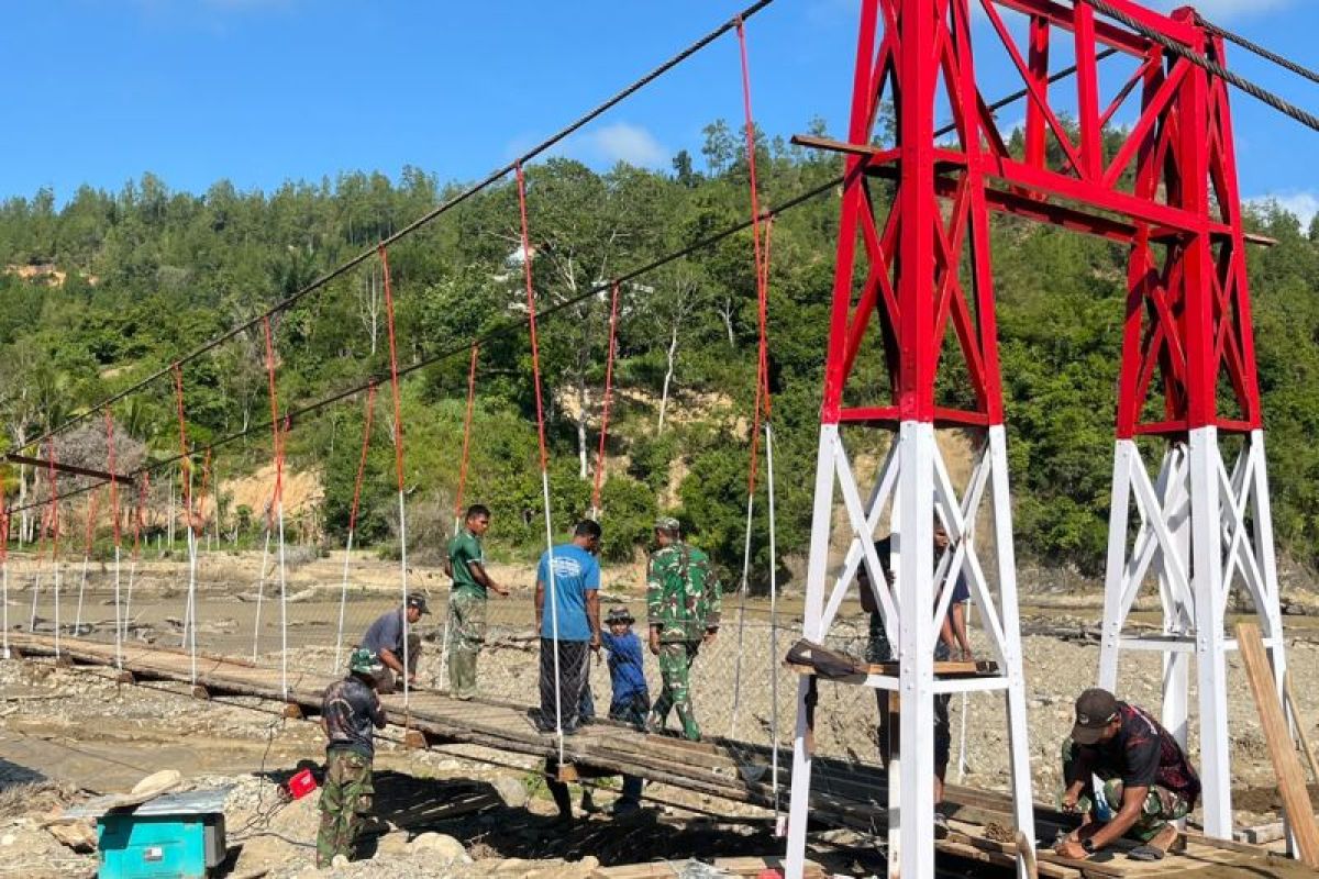 Satgas PRR: TNI bangun jembatan gantung di Kampung Reje Payung Aceh