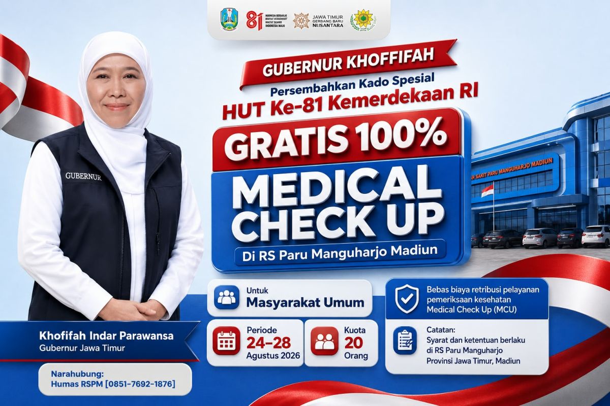 Khofifah gratiskan MCU di RS Paru Manguharjo dalam rangka HUT ke-81 RI